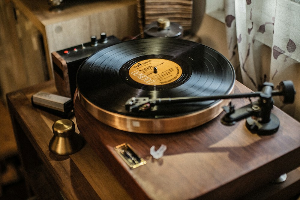 Detalhe dos sulcos de um disco de vinil